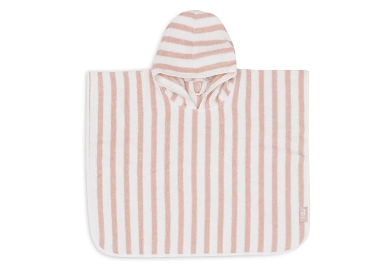 Jollein Bad Poncho Stripe Terry Wild Rose GOTS