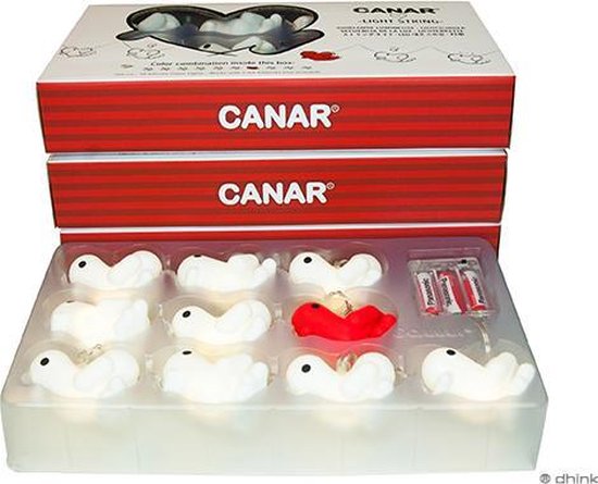 Canar Lichtslinger met 10 silicone Eendjes Wit met Rood