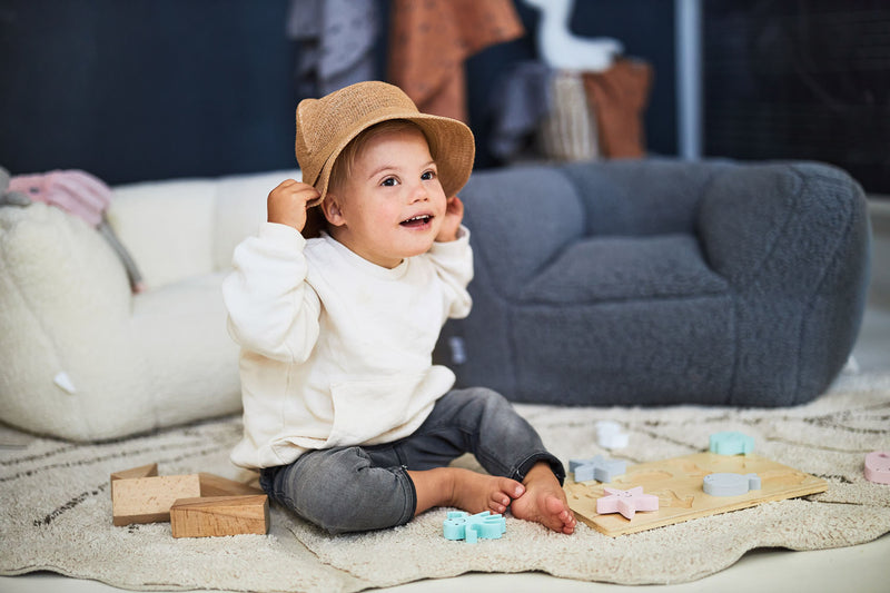 Zitzak Fauteuiltje Teddystof Grijs Jollein Beanbag kinderkamer stoeltje 