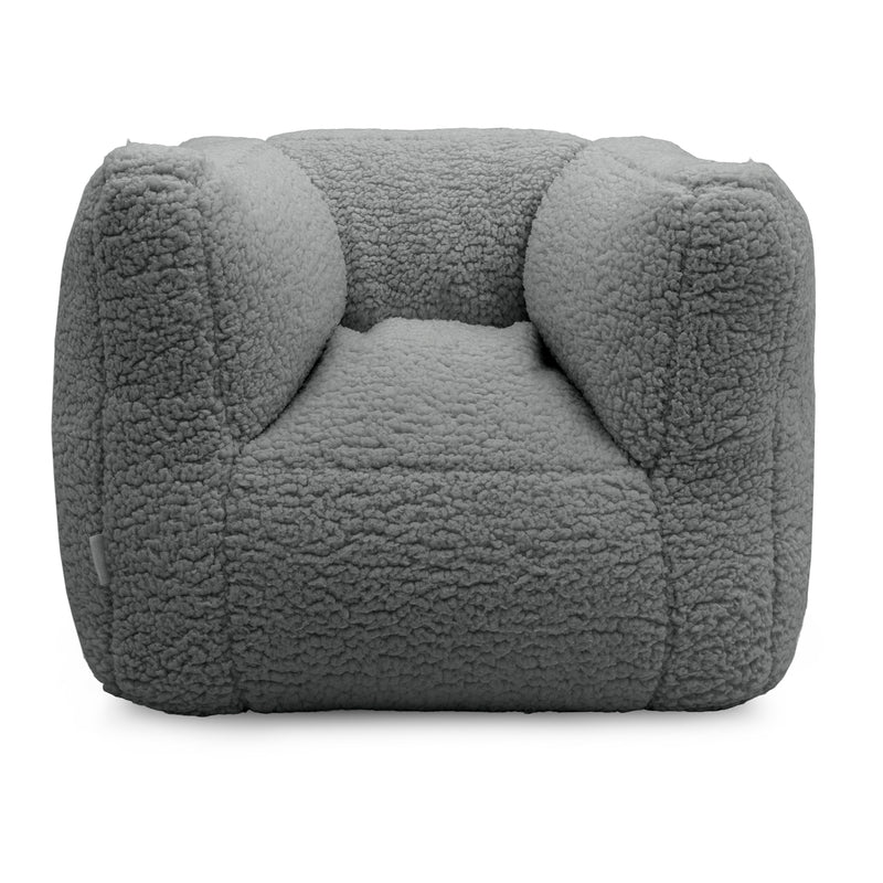 Zitzak Fauteuiltje Teddystof Grijs Jollein Beanbag kinderkamer stoeltje 