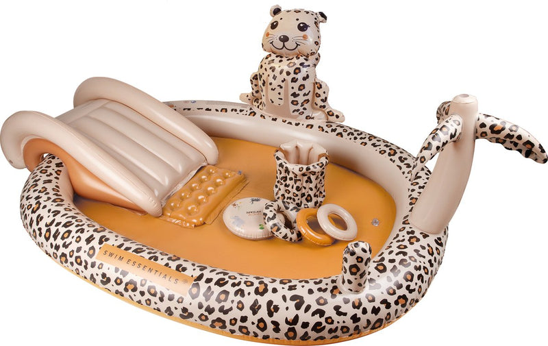 Swim Essentials Speelzwembad met Glijbaan Beige Panterprint