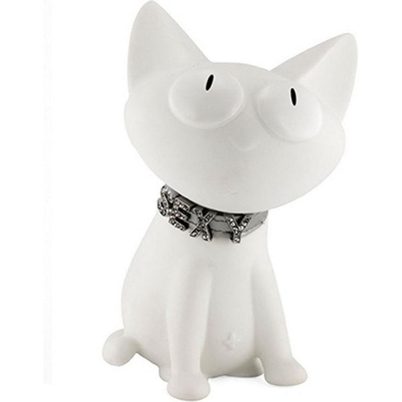 Dhink Spaarpot Silly kat met halsband Wit