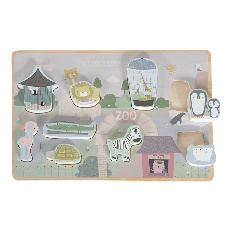 Little Dutch Houten vormenpuzzel - dierentuin