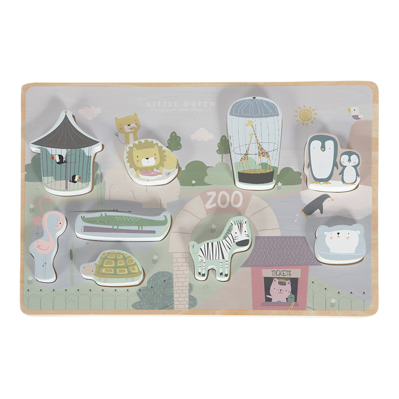 Little Dutch Houten vormenpuzzel - dierentuin
