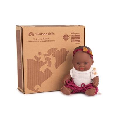 Miniland Babypop Afrikaans Meisje 21 cm met Kleertjes