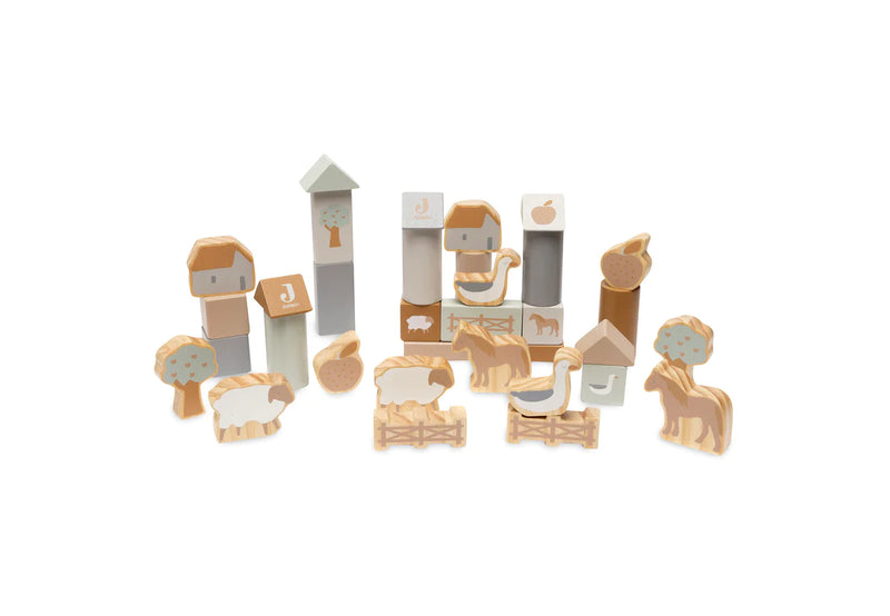 Jollein Houten Blokken Set 18x12 cm Farm