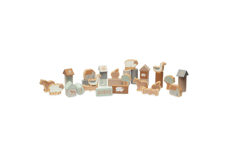 Jollein Houten Blokken Set 18x12 cm Farm