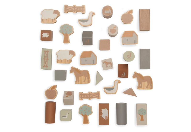 Jollein Houten Blokken Set 18x12 cm Farm