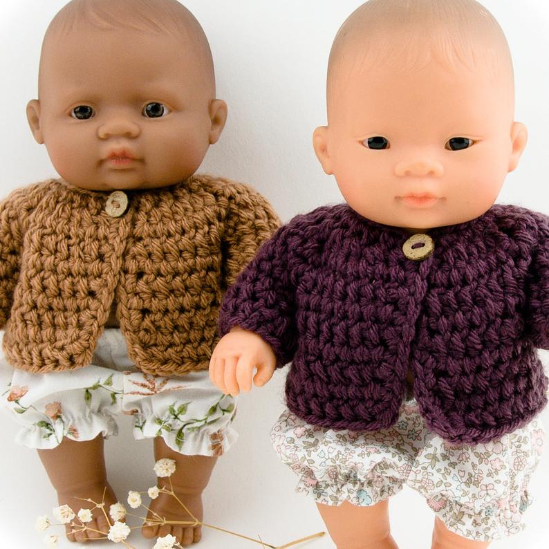 Miniland Poppen kleren voor 21cm gebreid vestje kinderen speelgoed meisjes kleding