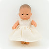Miniland 21cm baby pop poppen kleertjes kleding jurkje poppenjurkje wit
